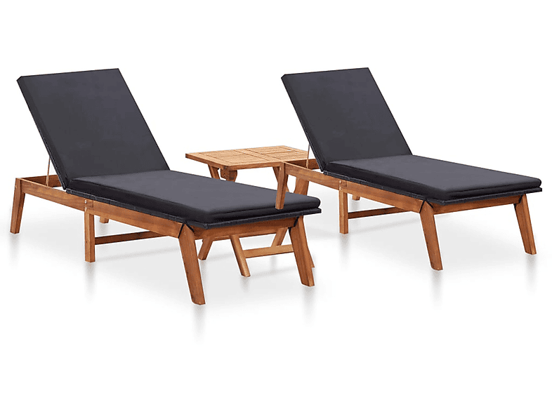 Holz Schwarz VIDAXL Sonnenbett, und helles 3054501