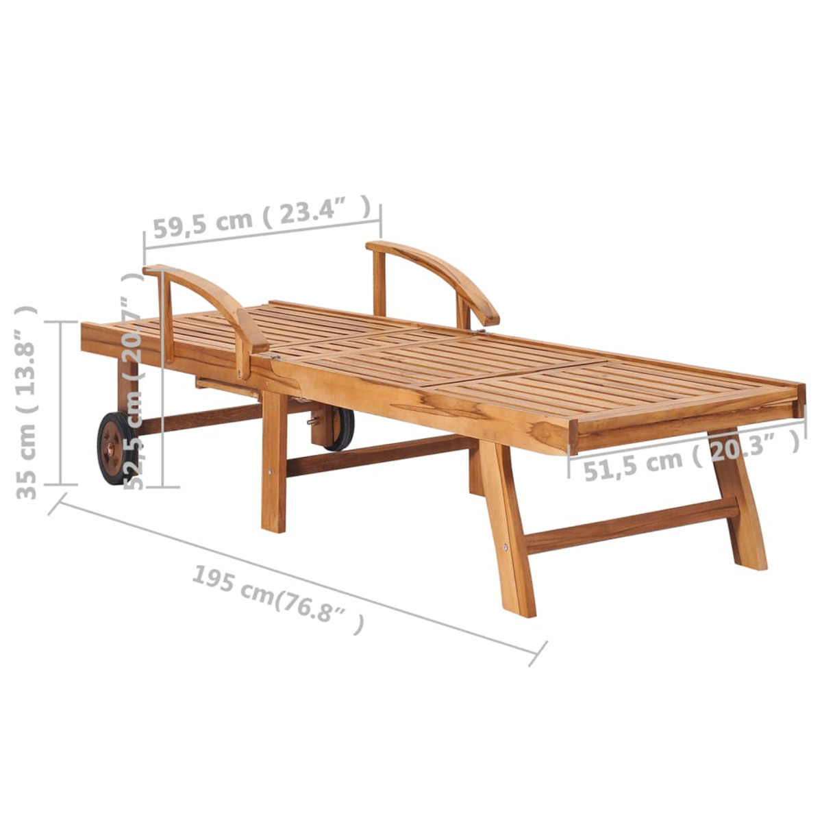 VIDAXL Holz-Naturfarben 3073185 Sonnenbett,