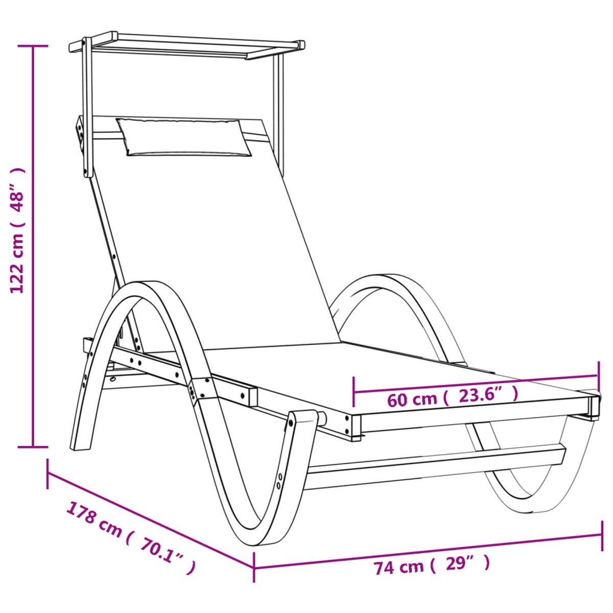 363478 VIDAXL Grau Sonnenbett,