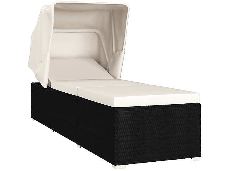 Rattan schwarzes Kissen Sonnenbett, VIDAXL und 46246 cremeweiße
