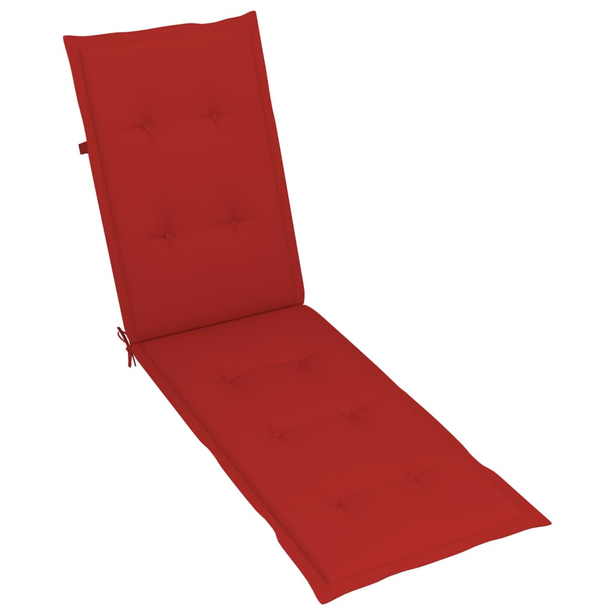 Rotes Chaiselongue-Kissen mit Knöpfen. Das Kissen befindet sich auf weißem Hintergrund.