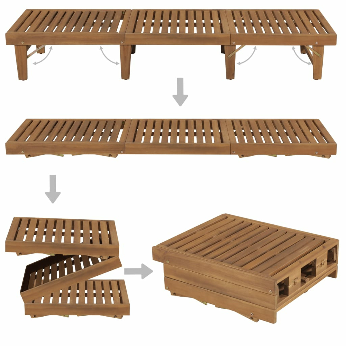 Holz-Naturfarben 44253 Sonnenbett, VIDAXL