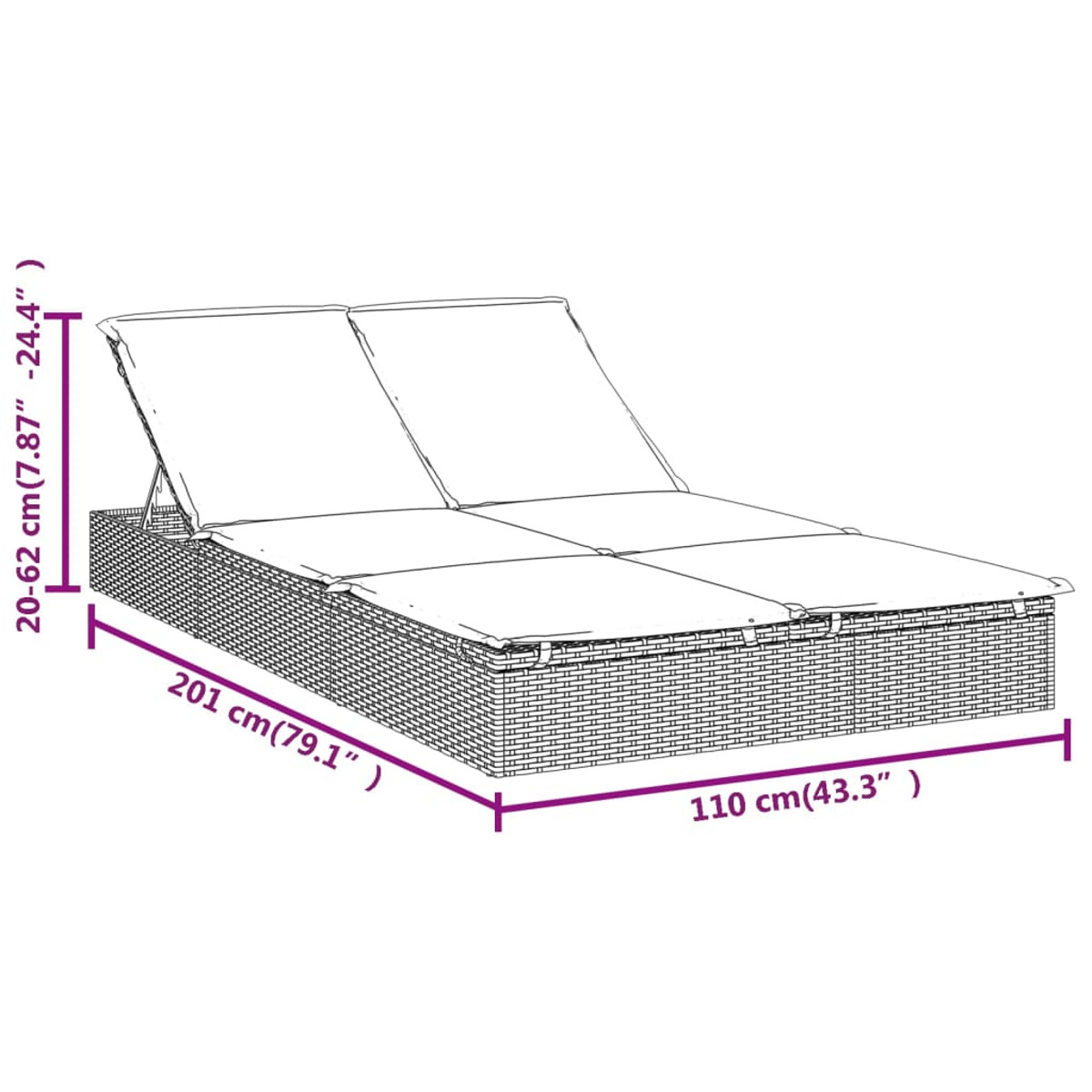 319646 Sonnenbett, VIDAXL Grau