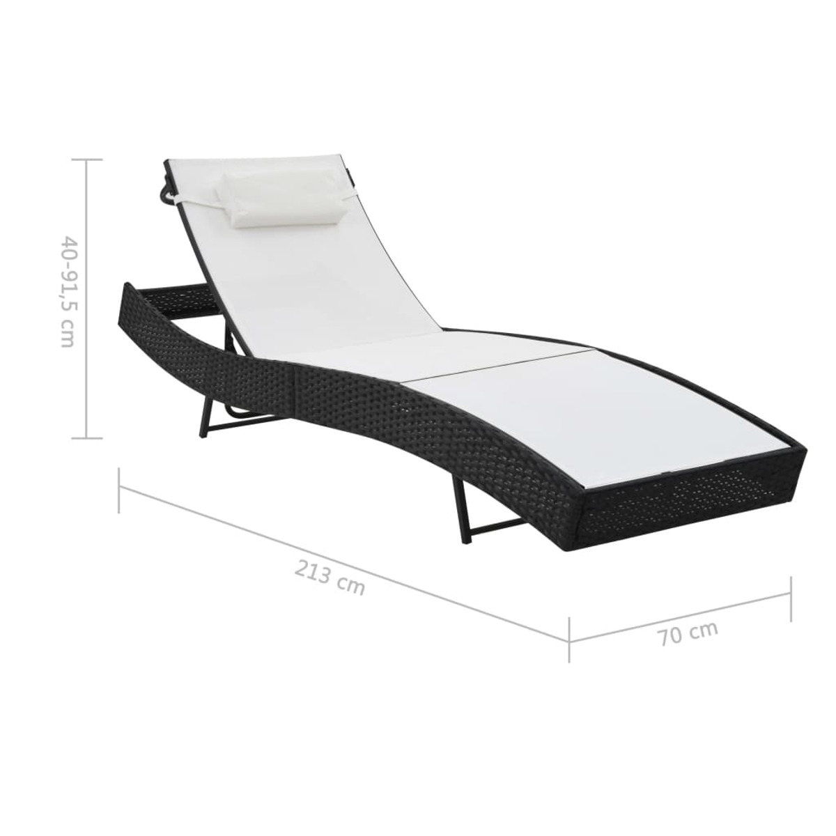 VIDAXL 44894 Schwarz und Sonnenbett, Weiß