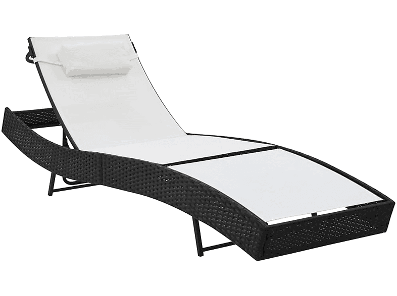 VIDAXL 44718 Sonnenbett, schwarzes Rattan und weiße Textilene