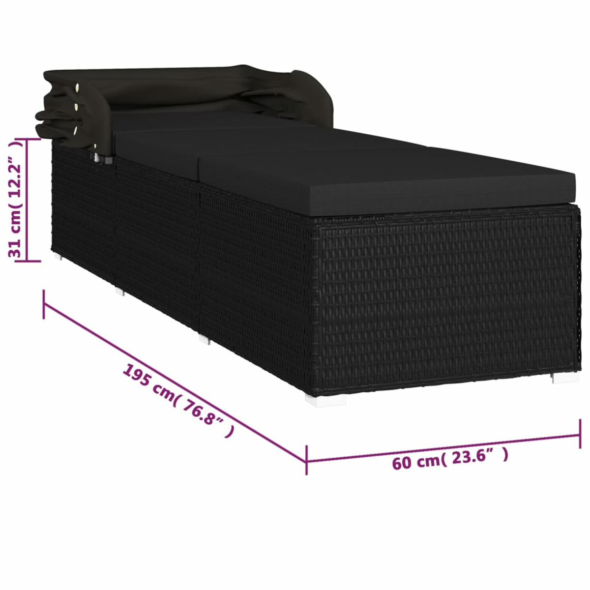 VIDAXL Schwarz 46249 Sonnenbett,