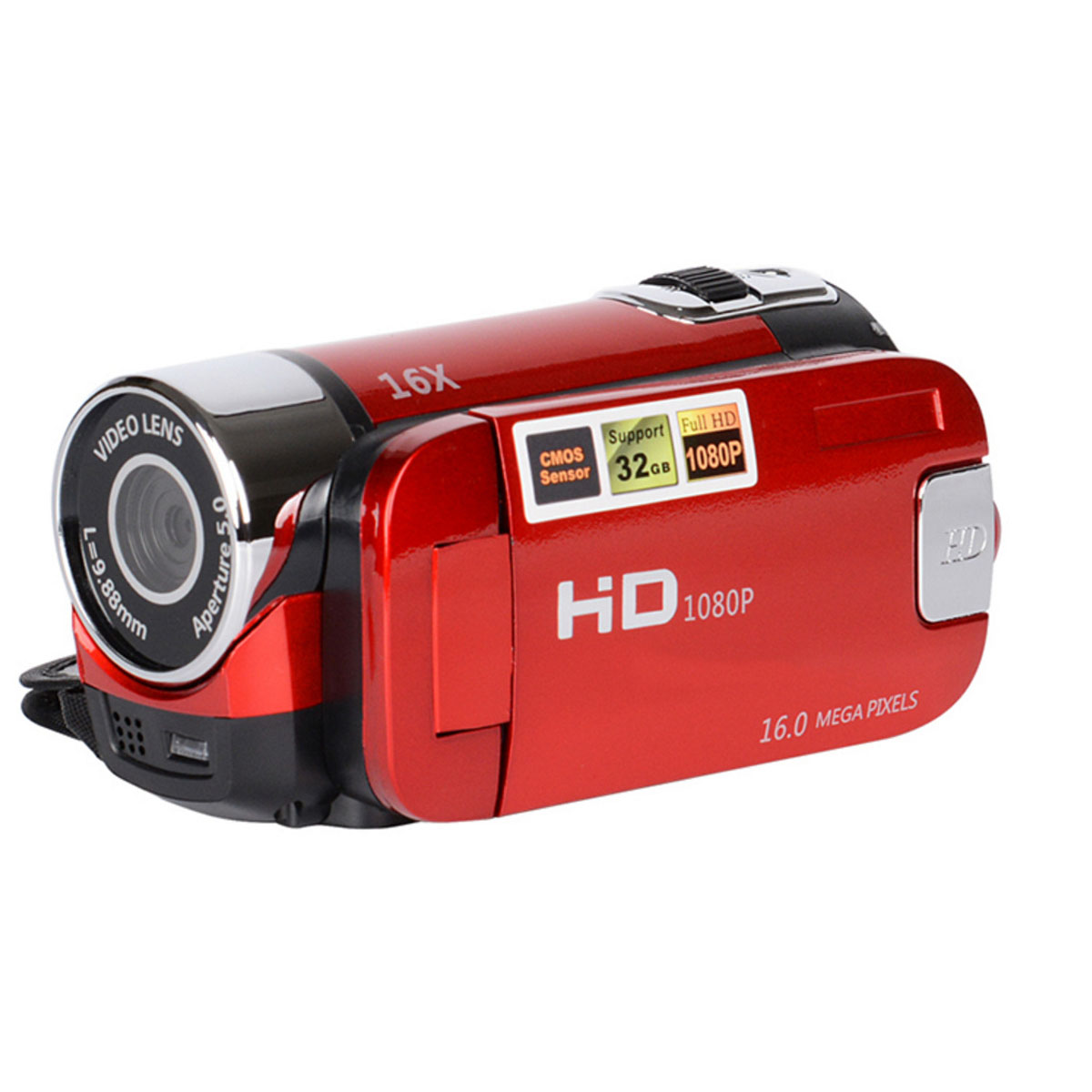 Camcorder drehbarem 270° mit Zoom Videokamera Display FHD und Camcorder 16-fachem Zoom 1080P SYNTEK opt.