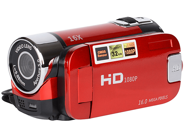 SYNTEK Videokamera Camcorder 1080P FHD mit 16-fachem Zoom und 270° drehbarem Display Camcorder opt. Zoom