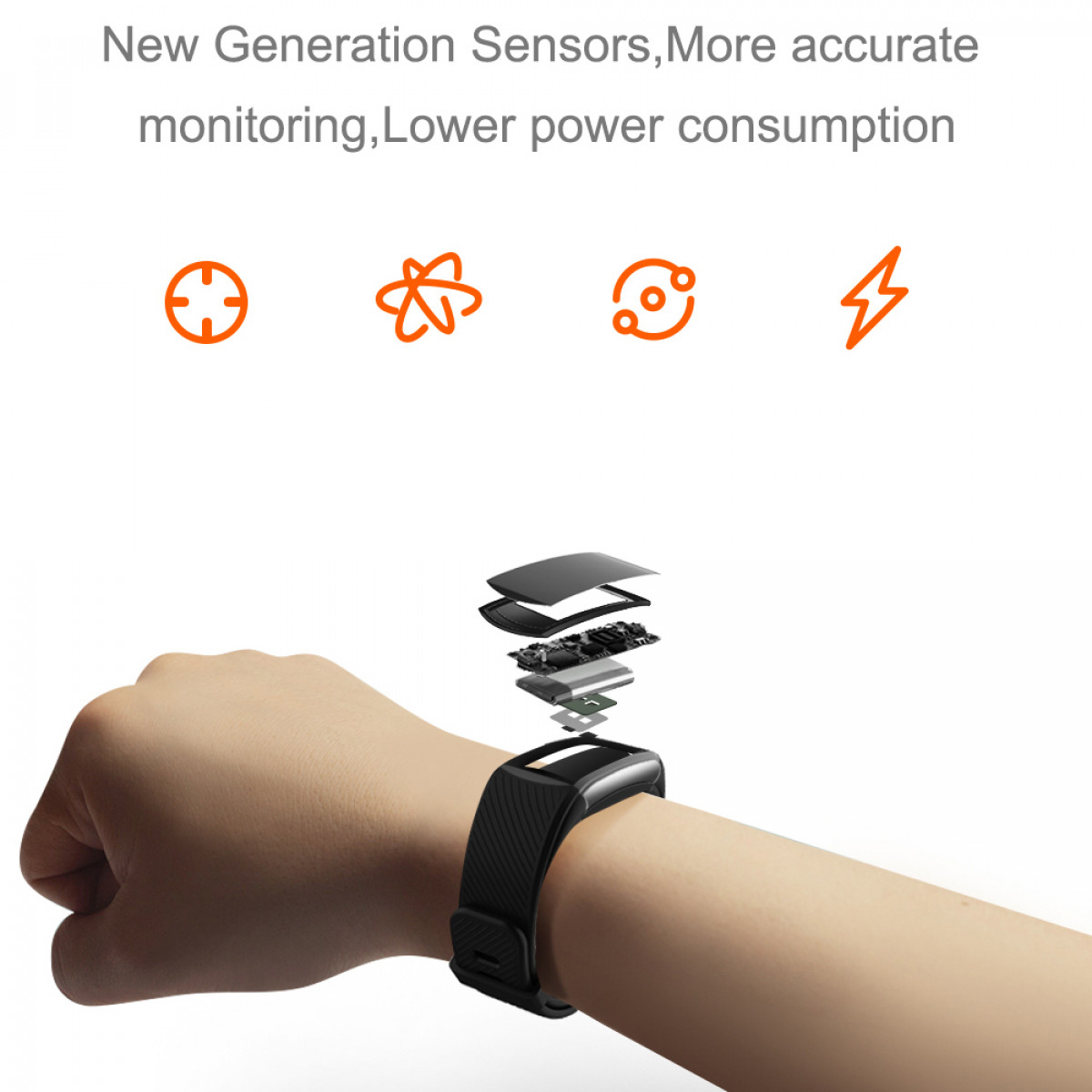 Aktivitätsarmband INF Smartwatch mit Weiß IP67 Schrittzähler Schlafmonitor, TPU, Herzfrequenz,