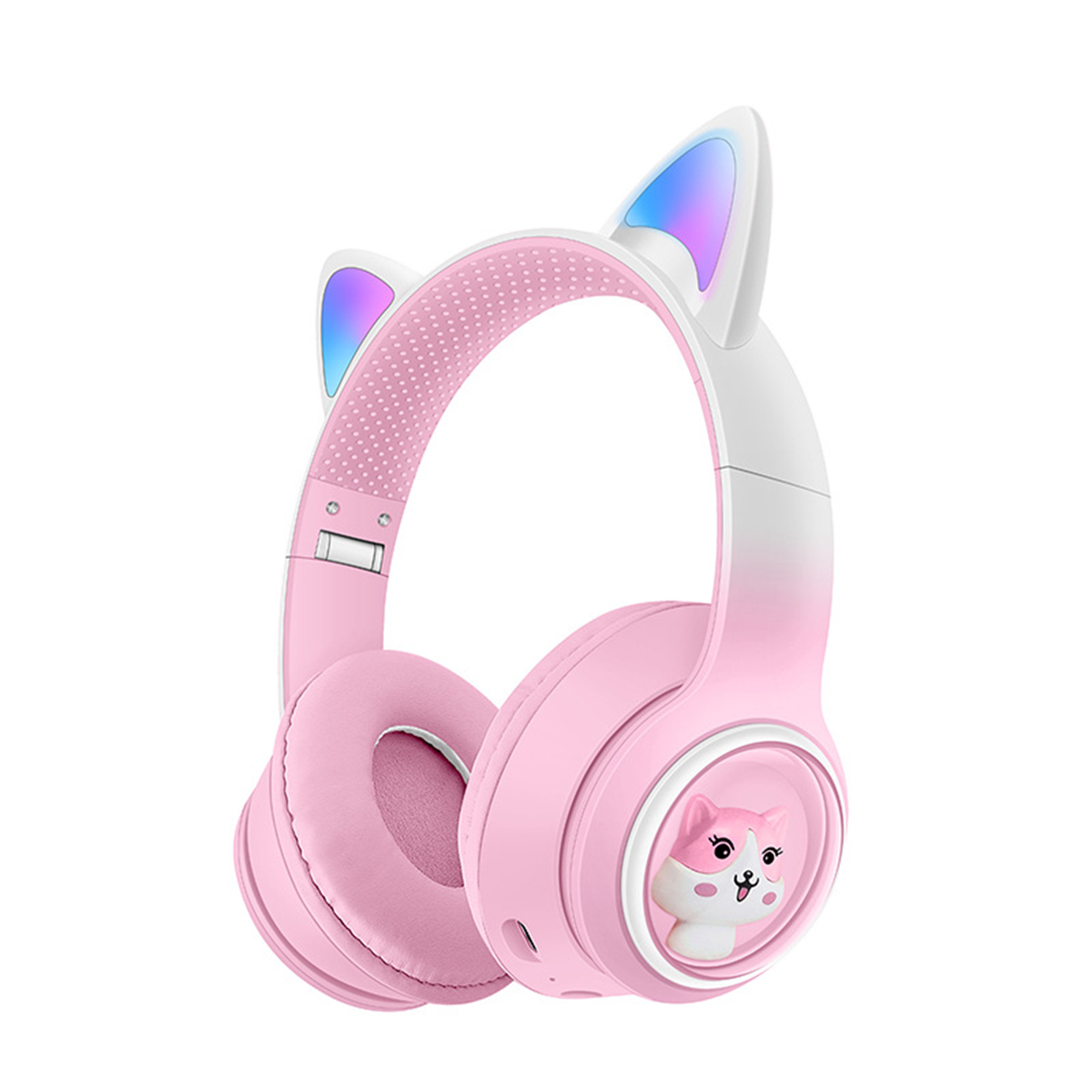 KINSI Kopfhörer, Drahtloses Bluetooth, für rosa Bluetooth Over-ear Kinder-Kopfhörer, Mädchen Kopfhörer Katzenohren-Kopfhörer