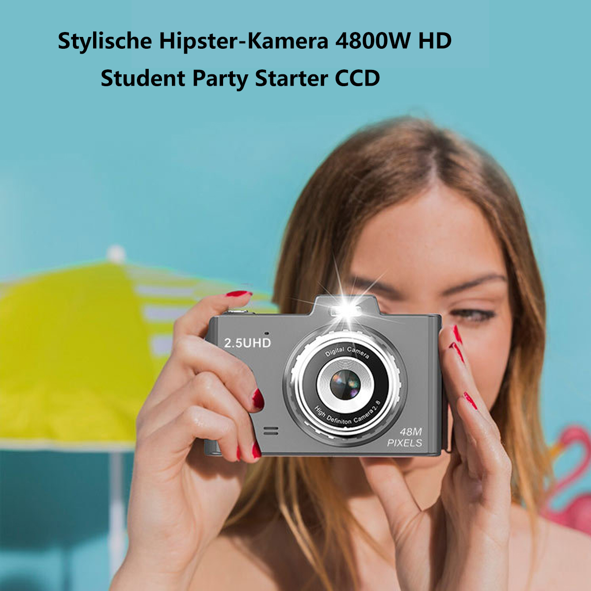 SYNTEK Studentenkamera Digitalkamera HD-Doppelkamera Rosa rosa Foto Kamera Digitalkamera 48M & Video