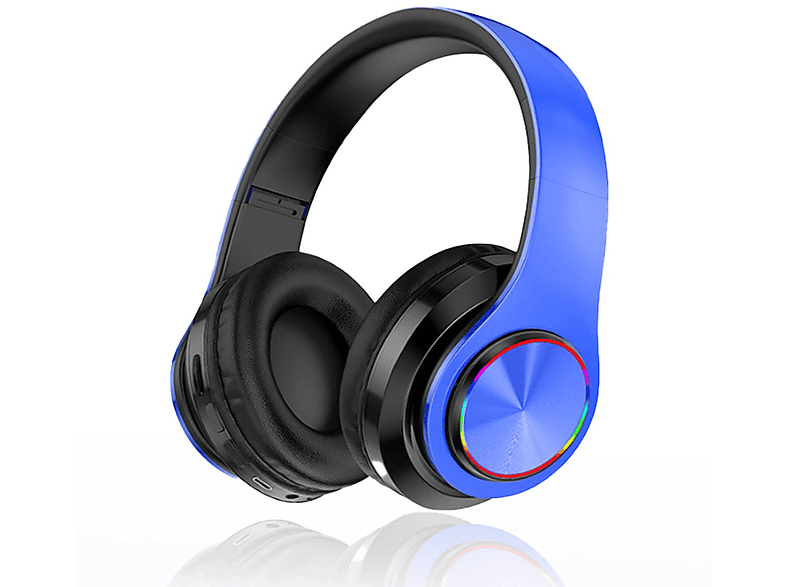 KINSI Bluetooth-Kopfhörer,Gaming-Headset,kabelloses Kopfbügel-Kopfhörer Over-Ear-Kopfhörer, Kopfhörer blau Over-ear Bluetooth