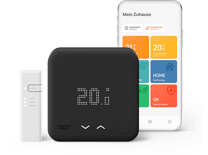 TADO Starter Kit Smartes V3+ Verkabelt schwarz Thermostat, Thermostat