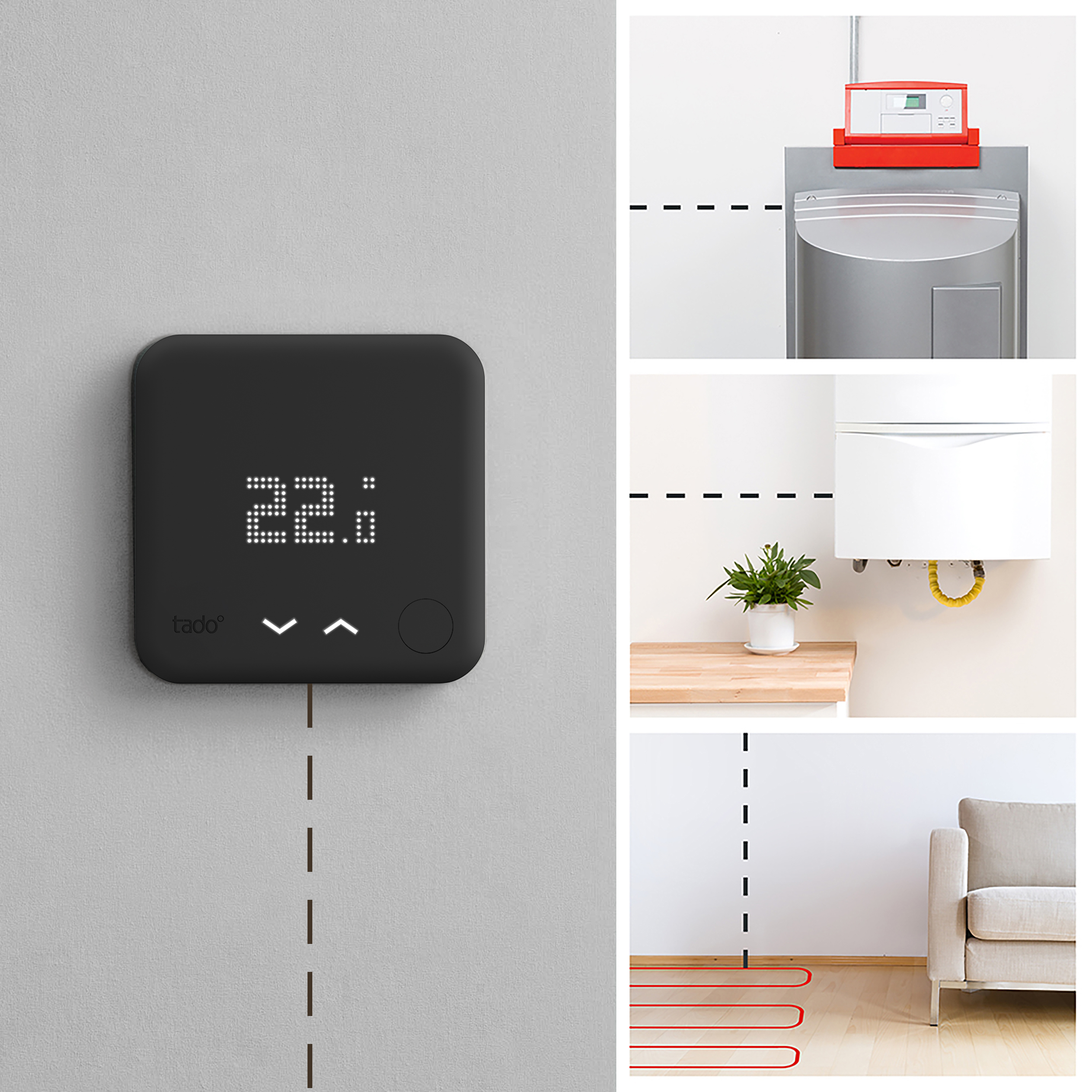 TADO Starter Kit Smartes Thermostat Thermostat, schwarz Verkabelt V3