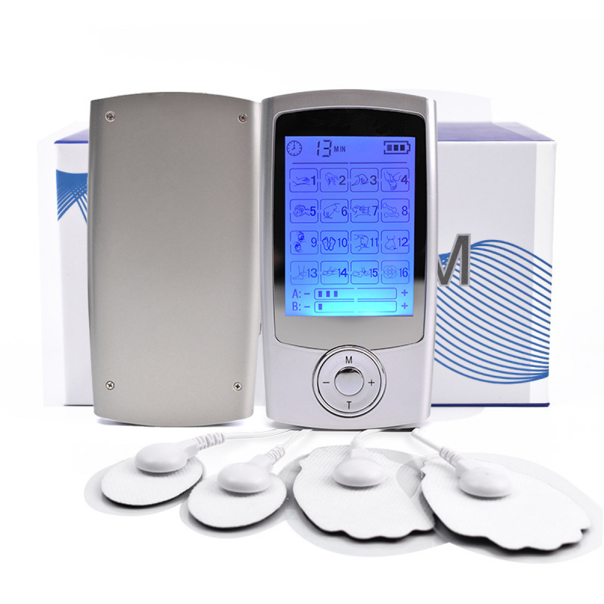 INF TENS-Gerät EMS-Muskelstimulator 16 Massagemodi Massagegerät mit