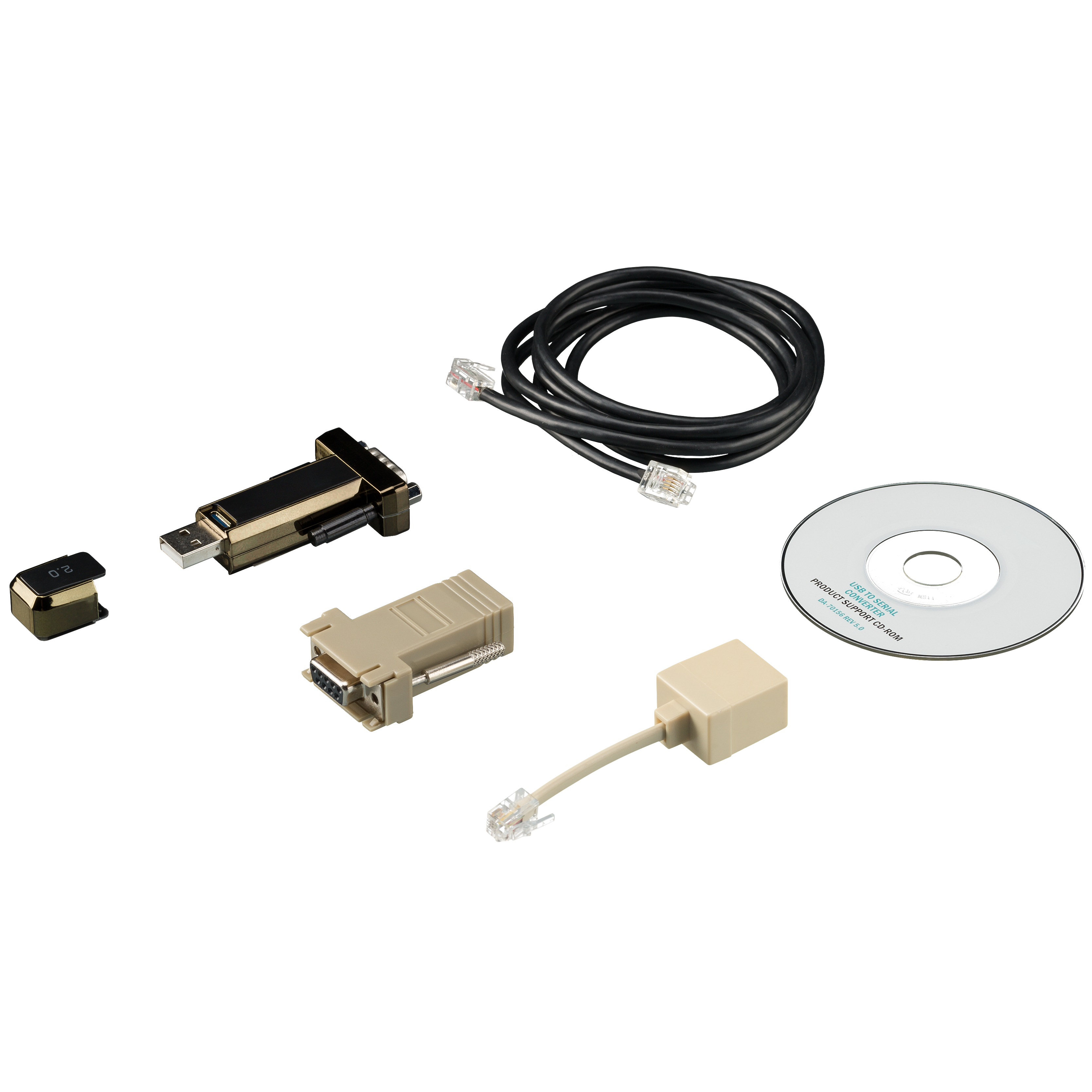 Verschiedenes elektronisches Zubehör, einschließlich Kabel und CD.