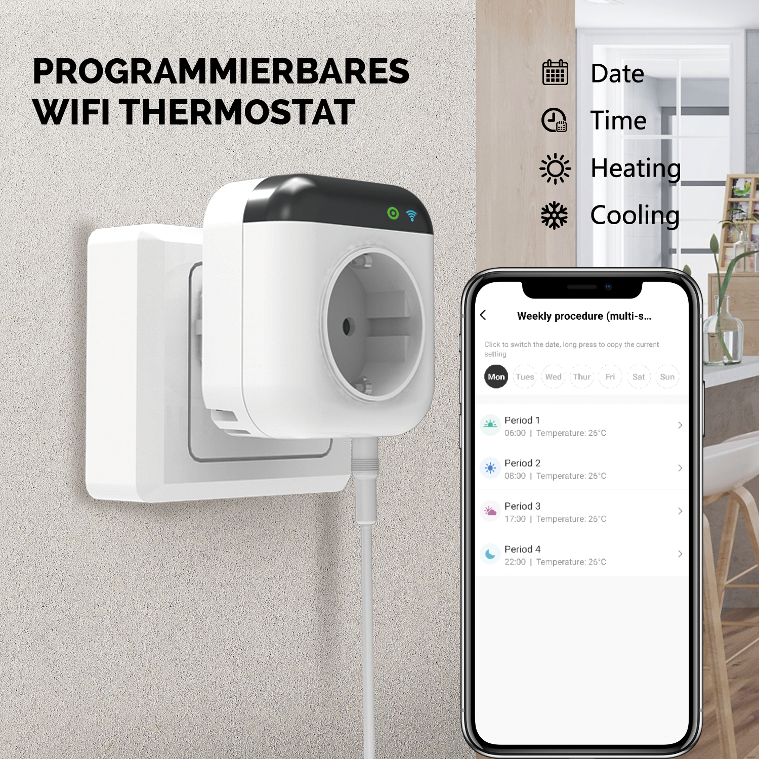 Thermostat-Steckdose Plugs Smart XCOAST WiFi Smart