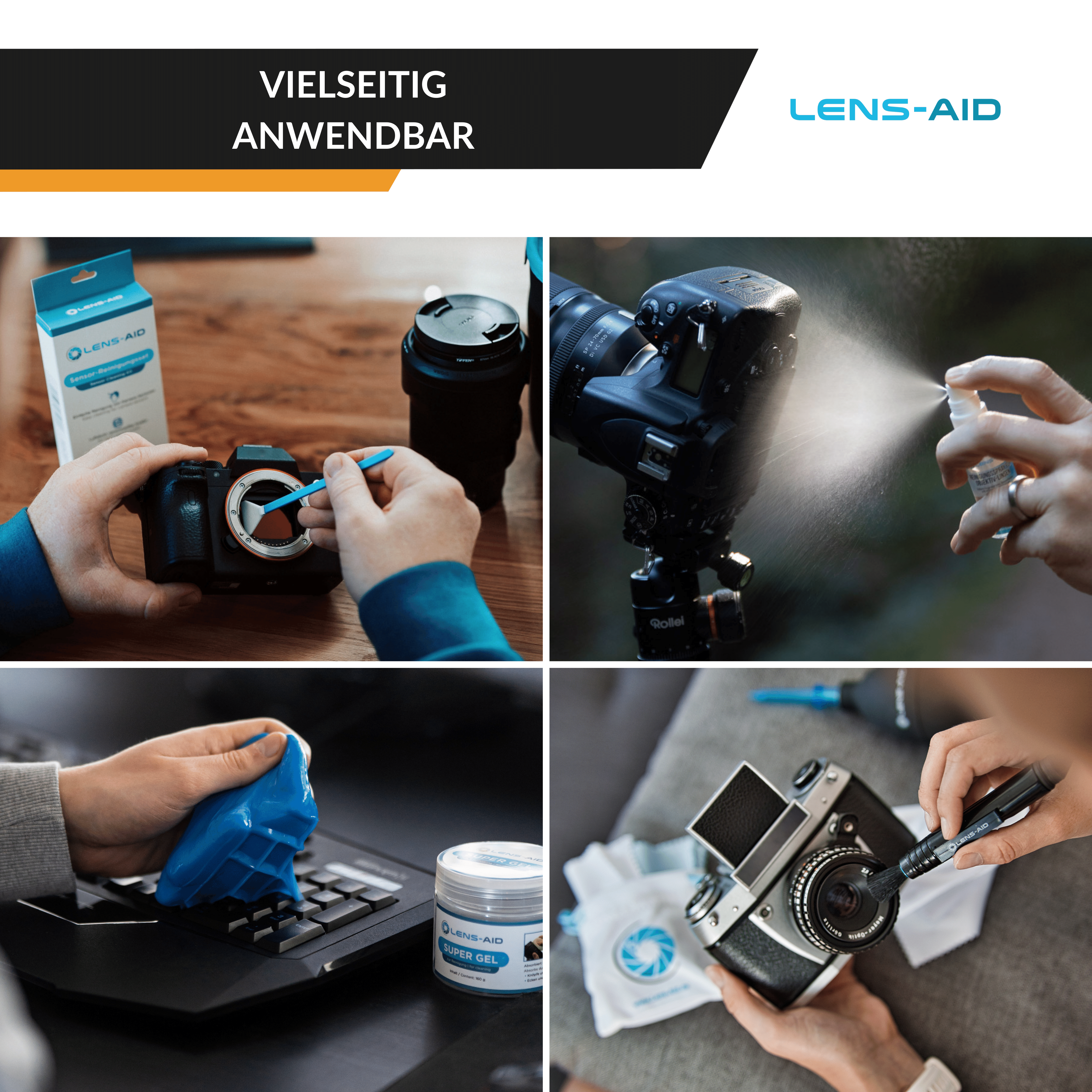 LENS-AID Großes Reinigungsset für - mit Vollformat-Sensor Kameras Objektive, Reinigungsset, und