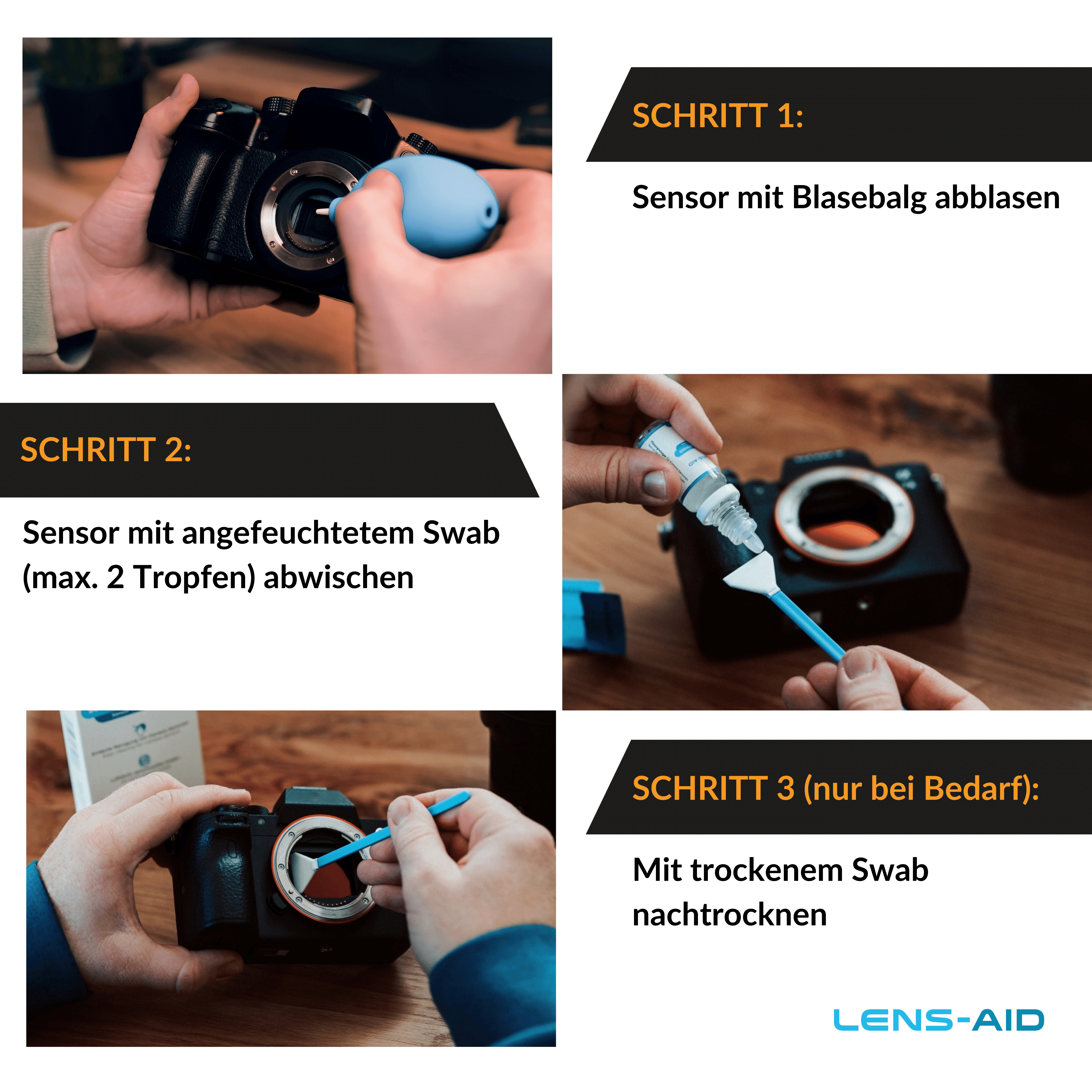 LENS-AID Großes Reinigungsset für Objektive, Kameras mit Reinigungsset, und Vollformat-Sensor 