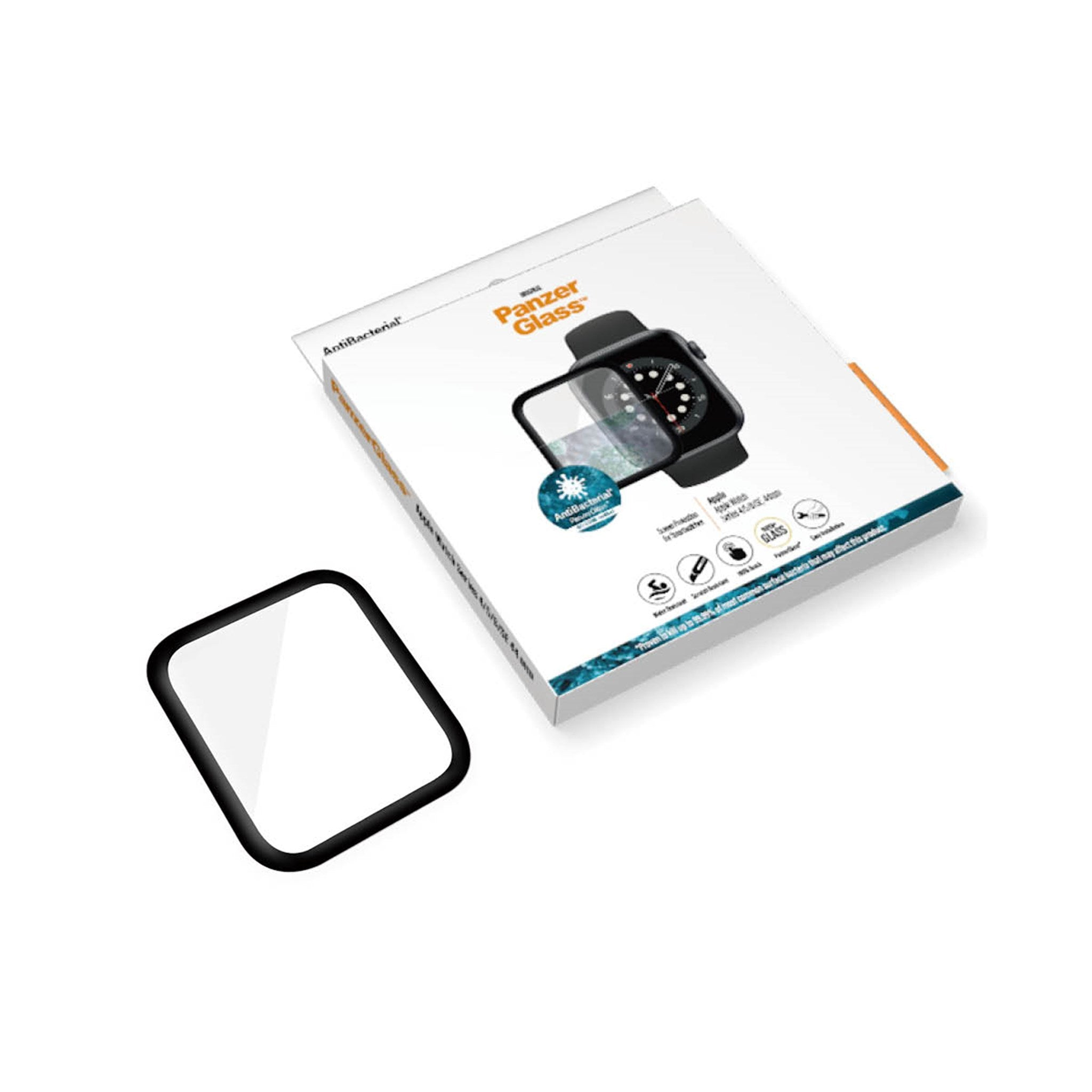 Eine Displayschutzbox und -schutz. Es ist antibakteriell und hat ein Telefonbild.