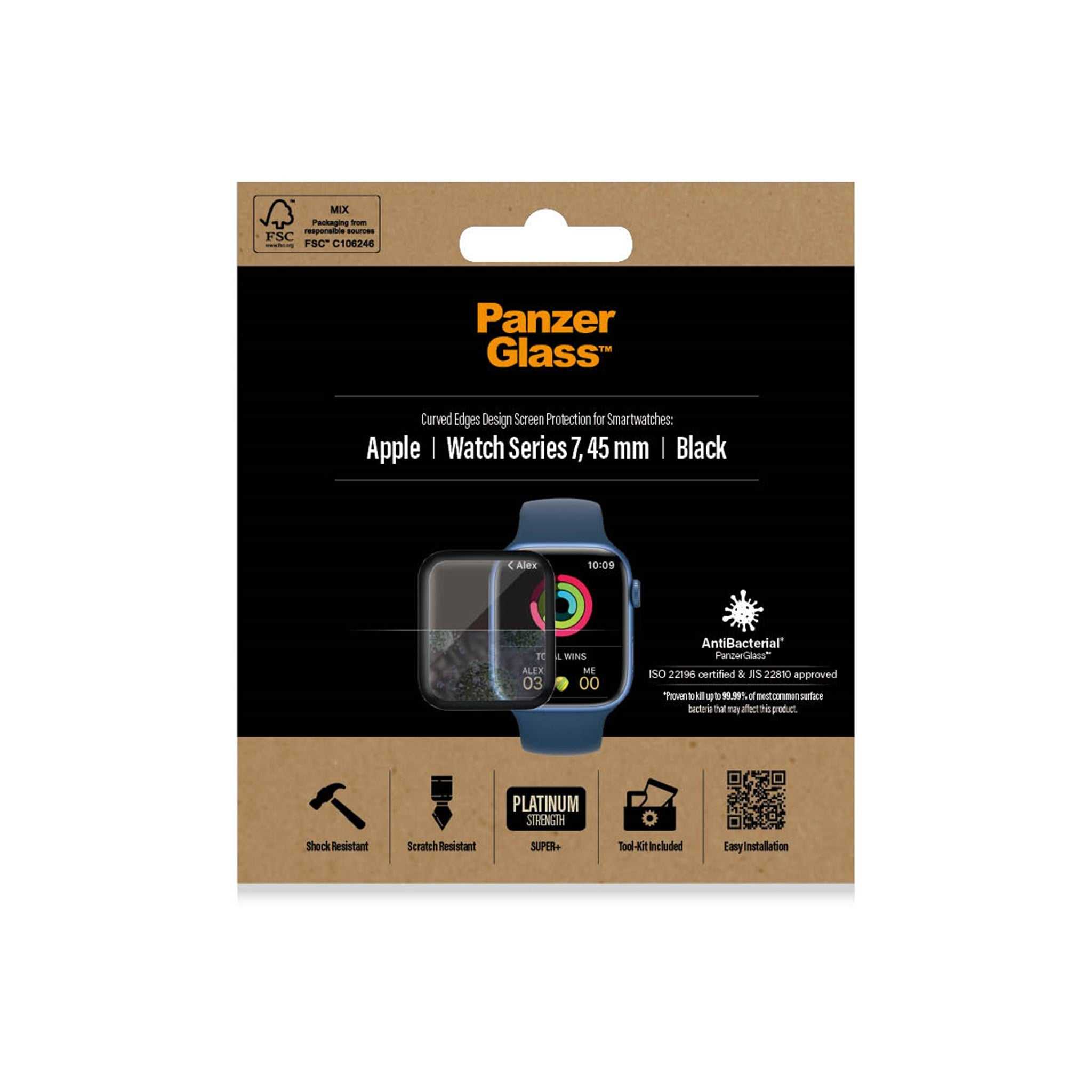45mm, Series Apple, Klar, 7 Transparent Displayschutz, PANZERGLASS Watch