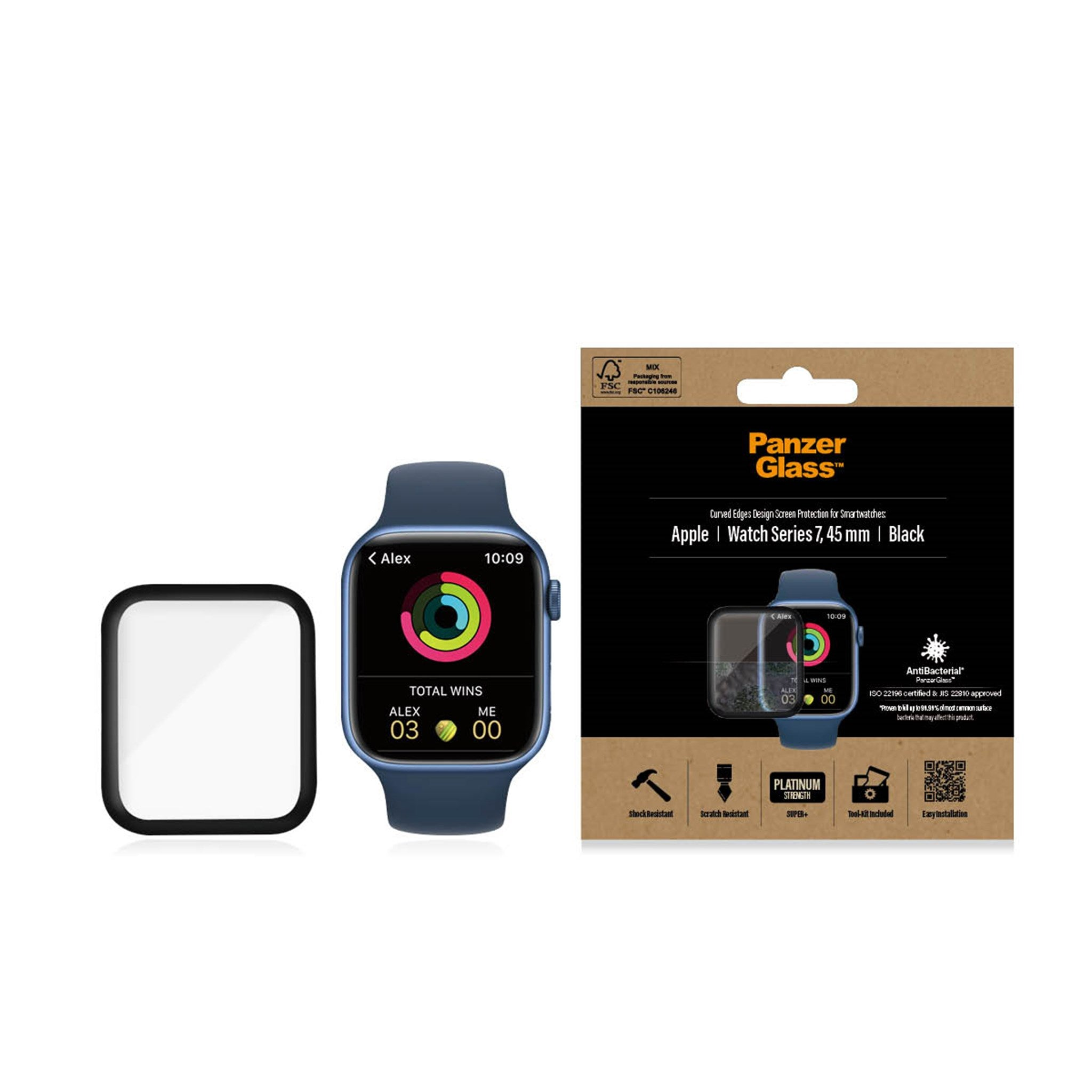 45mm, Series Apple, Klar, 7 Transparent Displayschutz, PANZERGLASS Watch