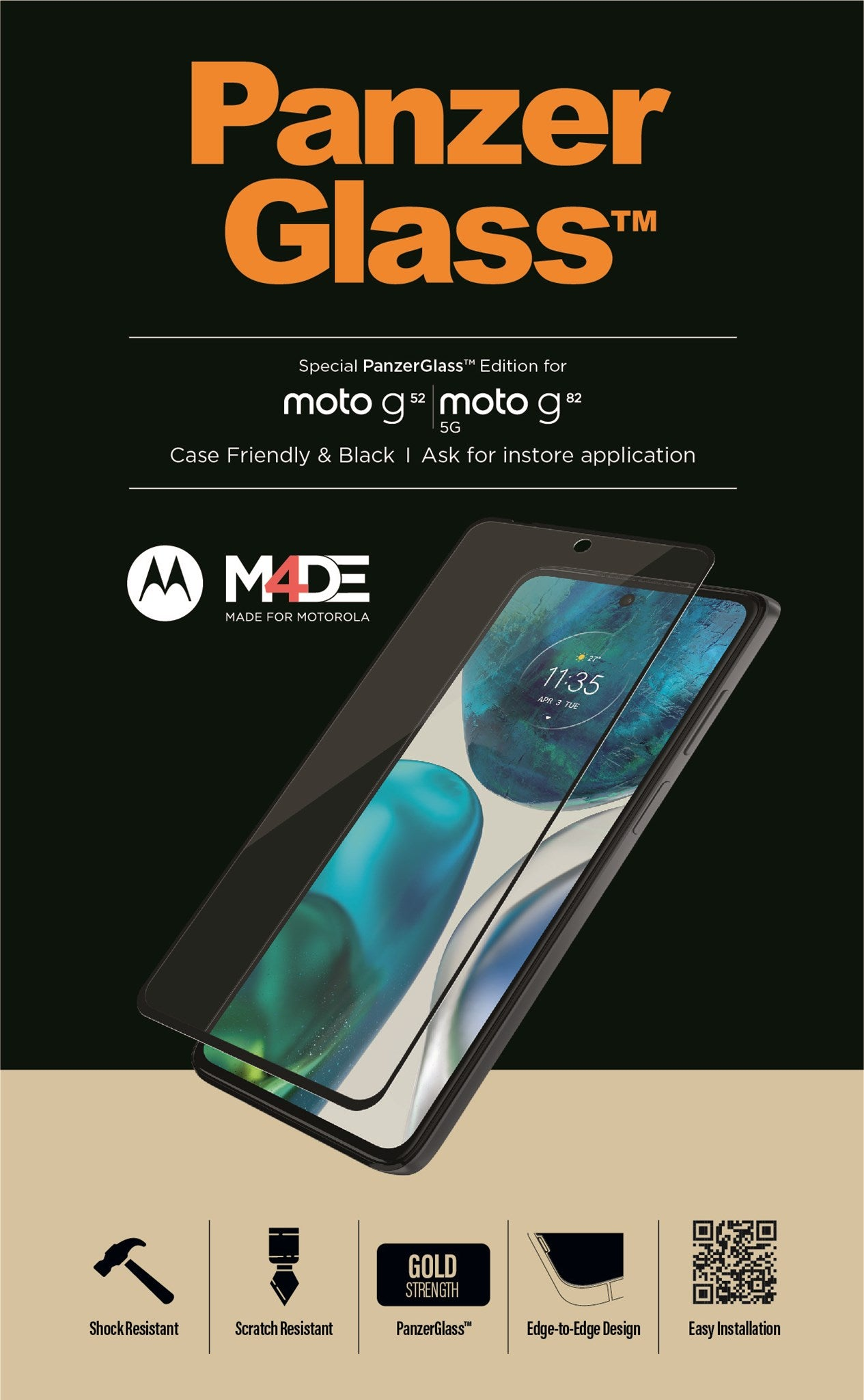 Proteggi schermo per smartphone con testo e immagini.