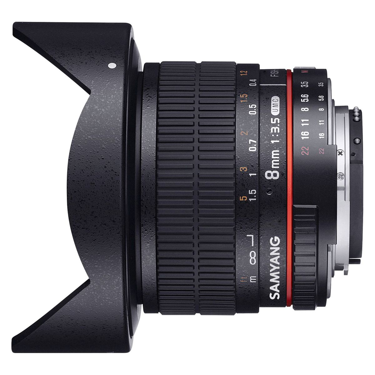 SAMYANG MF 3,5/8 8 mm EF-Mount, EF II Fish-Eye 3:30 Canon Schwarz) Canon APS-C für (Objektiv