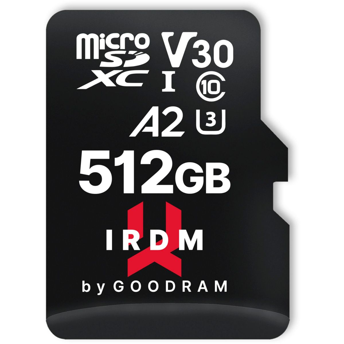 GOODRAM IRDM microSDXC Micro-SDXC GB Speicherkarte, U3 512 V30 adapter, + UHS-I 512GB