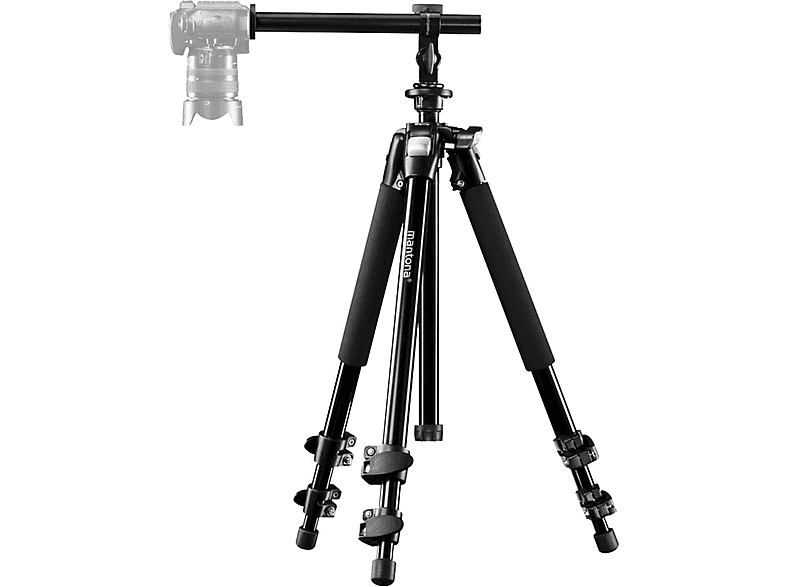 MANTONA Scout MAX Set Makrofotografie Dreibeinstativ, schwarz, Höhe offen bis 157,0 cm