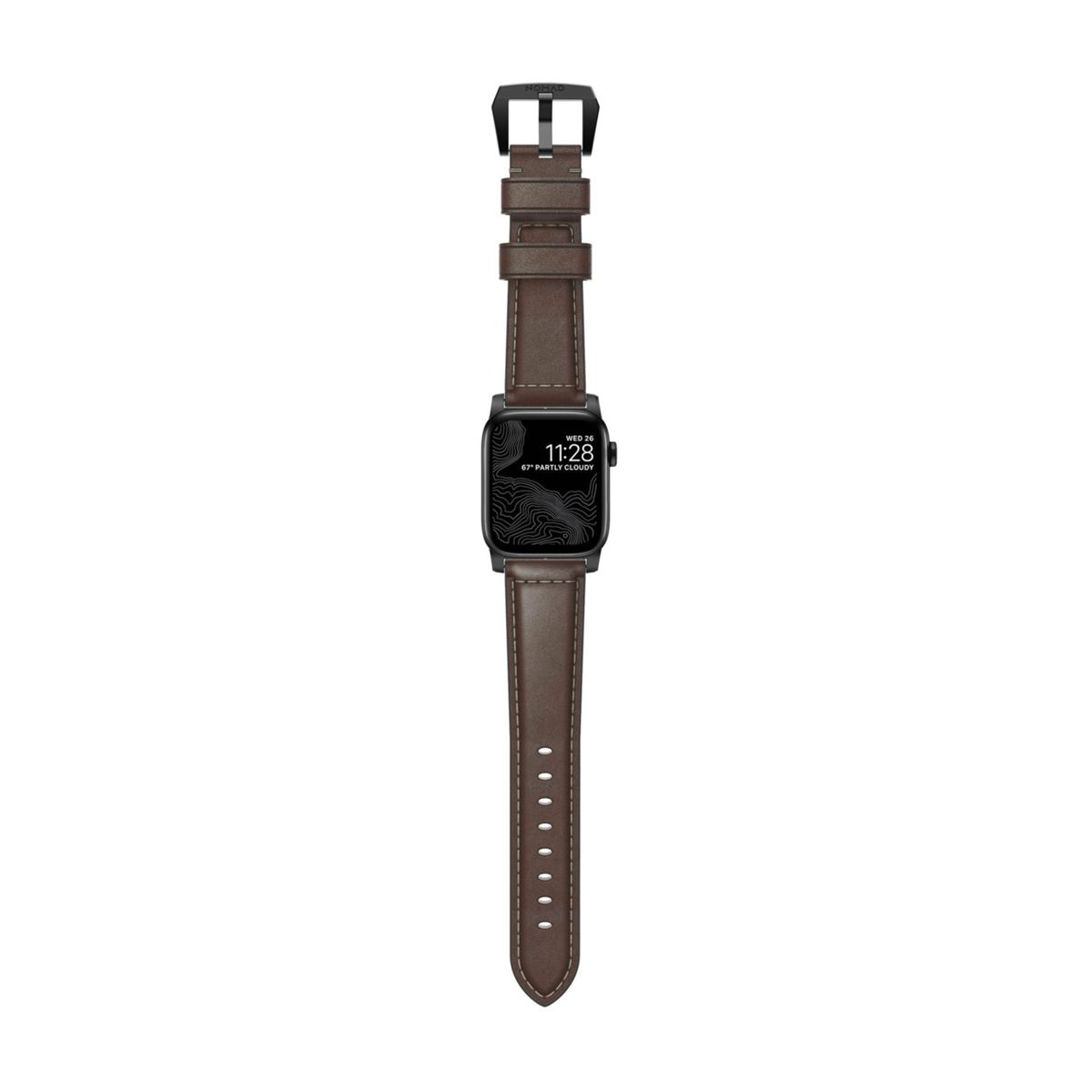 braun Black 38/40/41mm, Nomad, Leather Strap Nomad, Armband, NOMAD Brown Connector Traditional