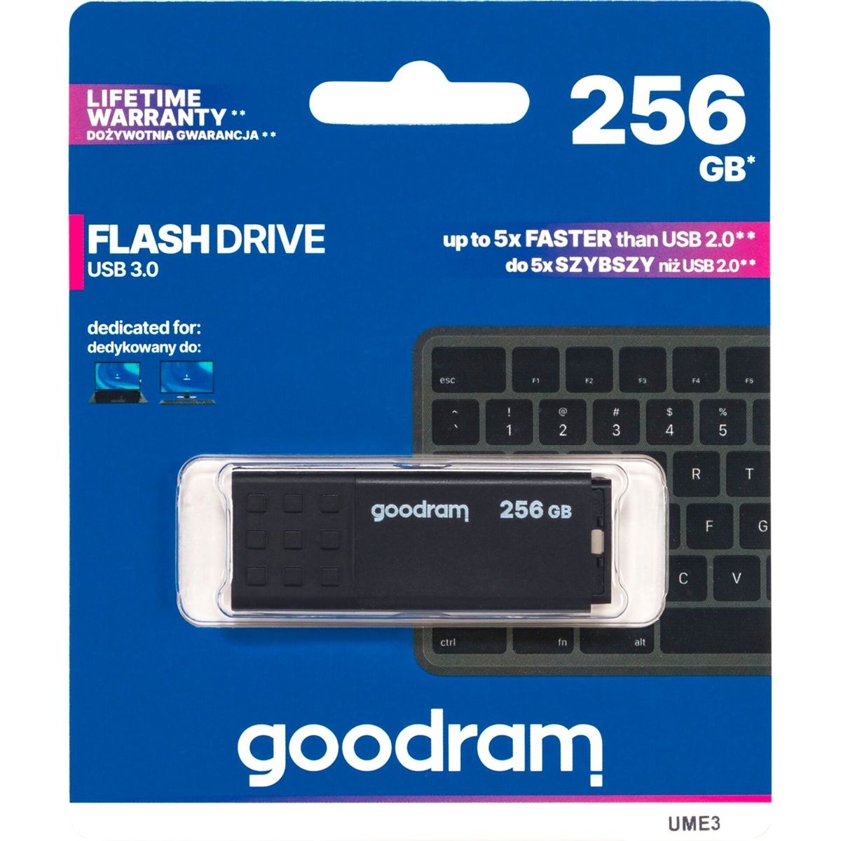 3.0 GB) 256GB USB Stick (schwarz, GOODRAM Black UME3 USB 256