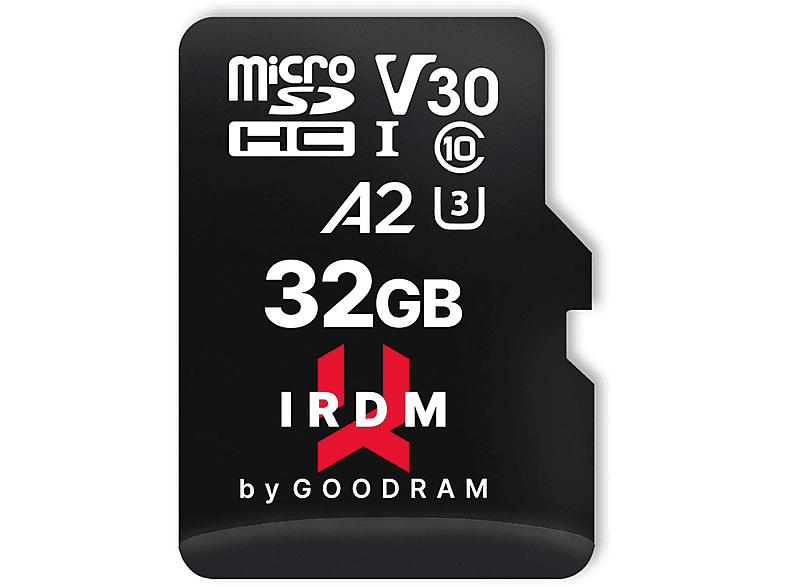 U3 IRDM GB GOODRAM 32GB + microSDHC Speicherkarte, adapter, 32 UHS-I V30 Micro-SDHC