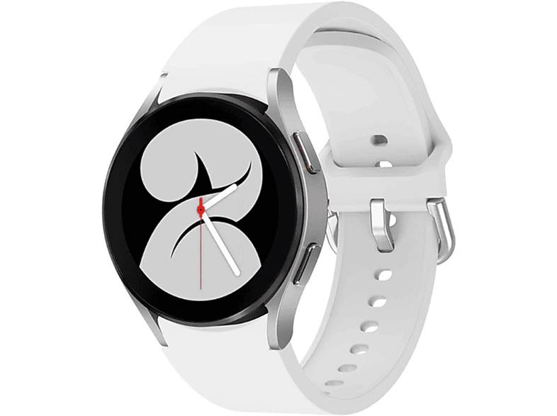 WIGENTO Kunststoff / Silikon Design Sport Band, Ersatzarmband, Samsung, Galaxy Watch 6 / 5 / 4 40 44 mm / Watch 5 Pro 45mm / Watch 6 / 4 Classic 43 47 mm / 42 46 mm, Weiß