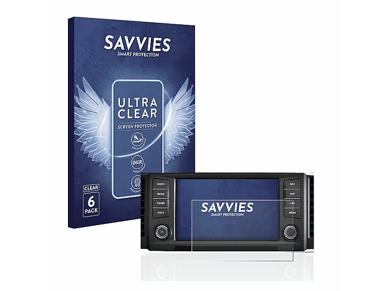 SAVVIES 6x klare Schutzfolie(für Seat 2016 Media 2018 Plus Leon 5F System 8\