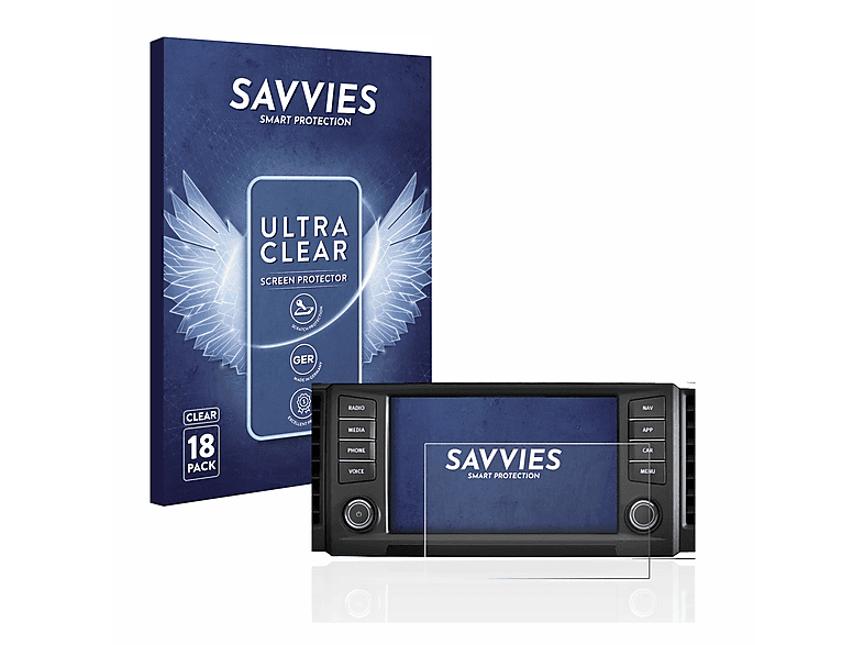 SAVVIES 18x klare Schutzfolie(für Seat Leon 5F 2018 Media System Plus 2016 8\