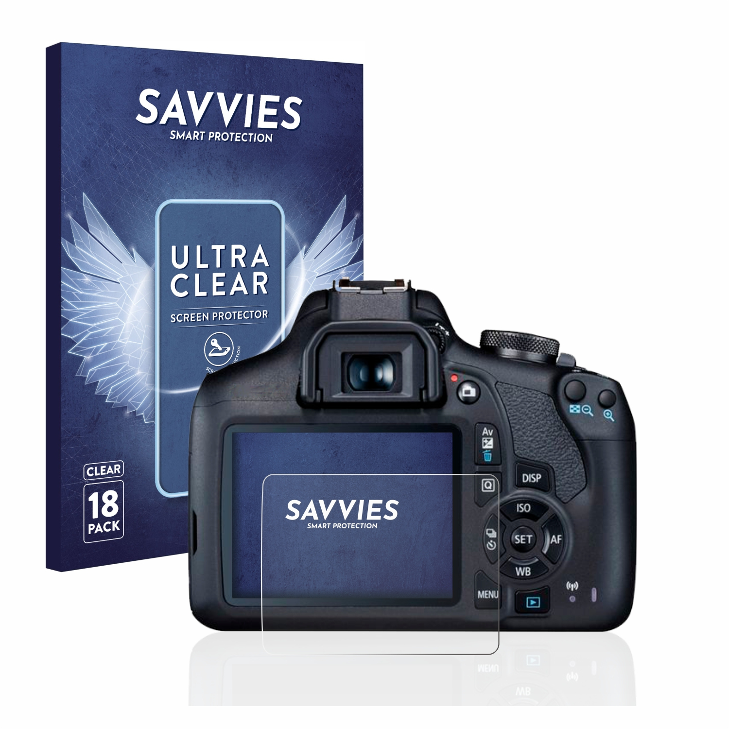 SAVVIES 18x klare Schutzfolie(für Canon EOS 2000D)