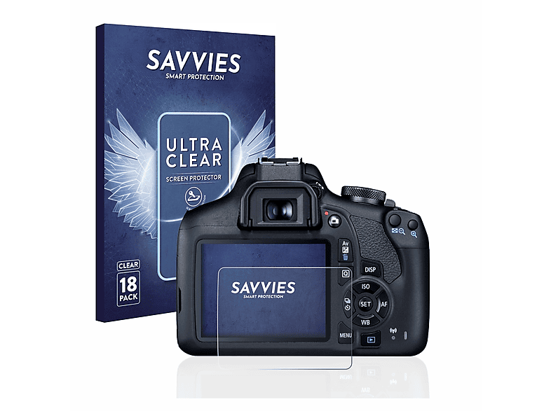 SAVVIES 18x klare Schutzfolie(für Canon 2000D) EOS