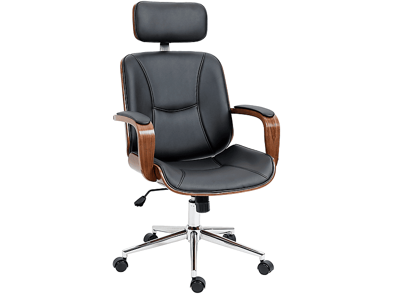 Silla de oficina  - Ergonómica Giratoria Cuero PU Reposacabezas Extraíble Altura Ajustable Función de Inclinación VINSETTO