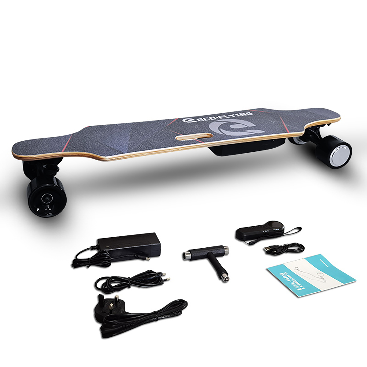 Zoll, (2,7 & FLYING ECO Longboard Black) Elektro-Skateboard H2S-02