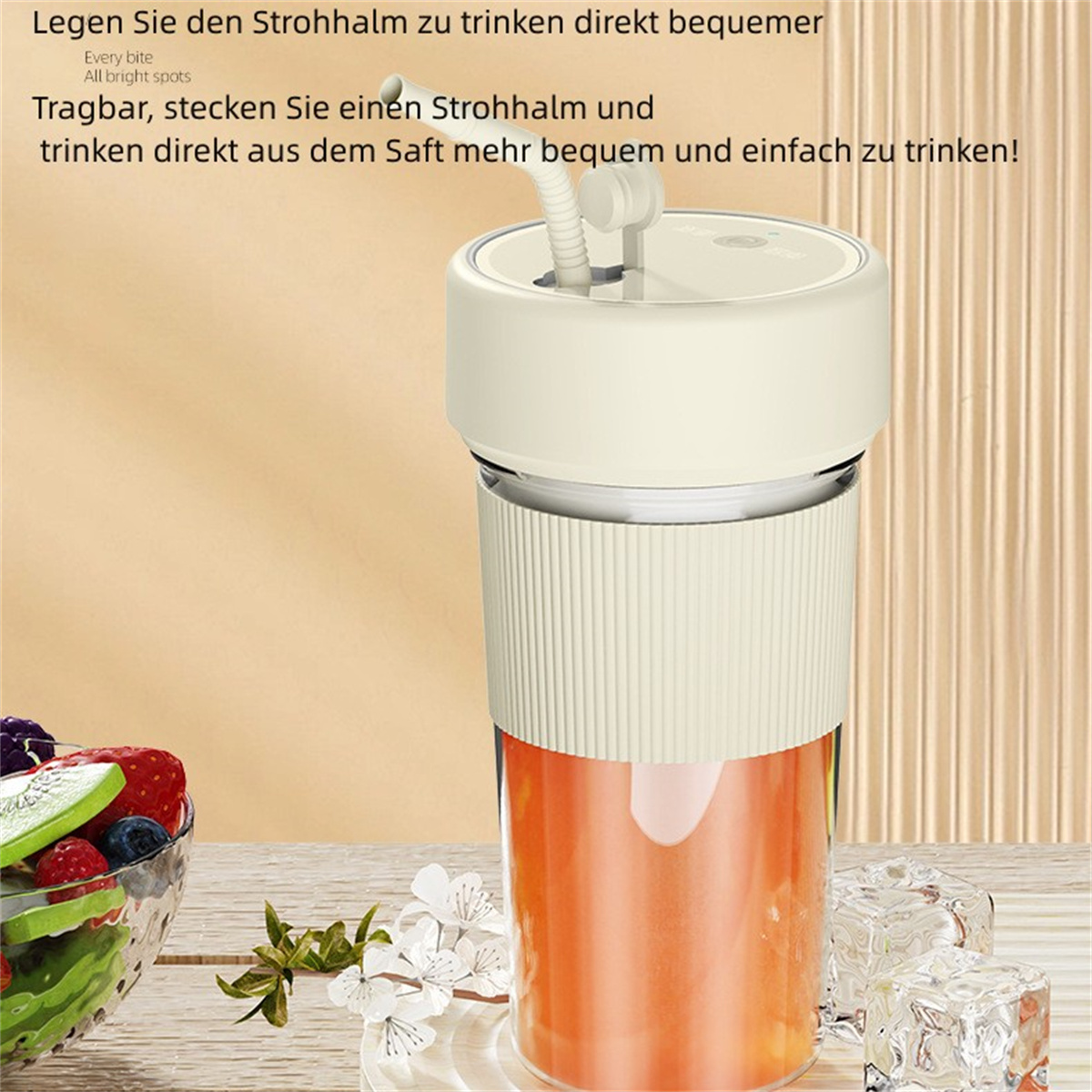 SYNTEK Juice Cup Mini Saftpresse Elektrische Tragbare Weiß Kleine Wiederaufladbare weiß Entsafter