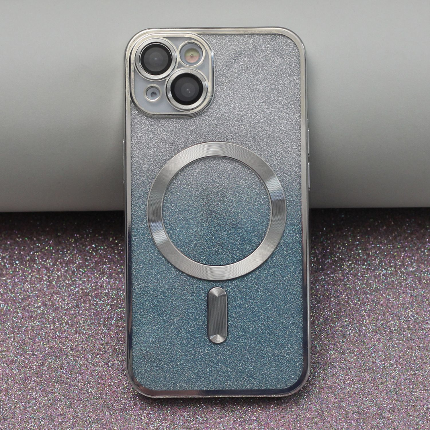 COFI Glitzer 13, Hülle Apple, Silber Backcover, Kameraschutz, iPhone mit