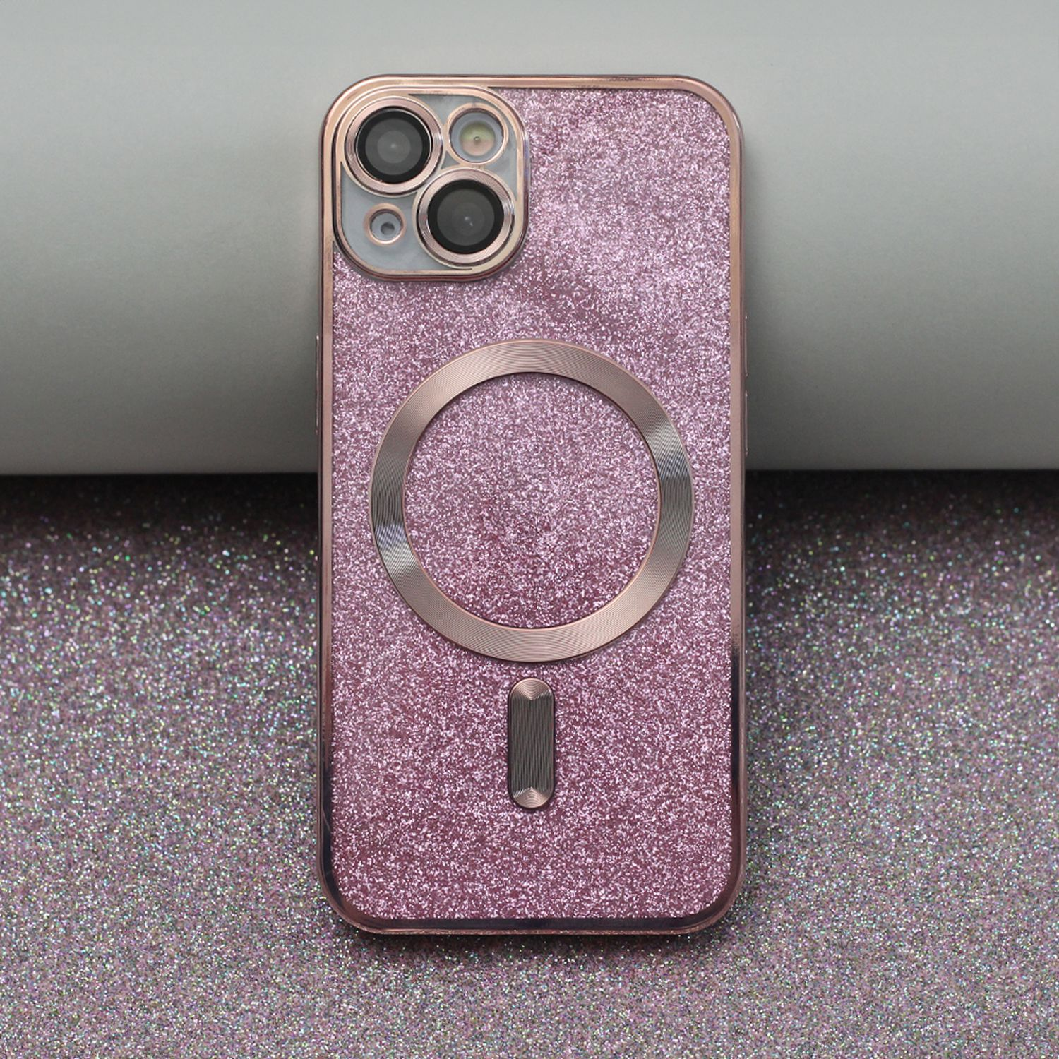 COFI Glitzer Hülle mit Pink iPhone Kameraschutz, Apple, 13 Pro, Backcover