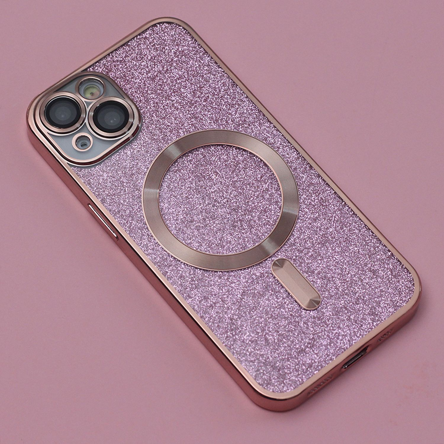 mit Backcover, Glitzer COFI Hülle Apple, 14, Kameraschutz, Pink iPhone