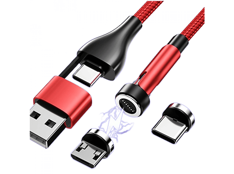 m, magnetischen Rot USB- Kabel mit Set 1 mit Aufladekabel, INF 2 und Typ-C-Ladeans, Anschlüssen, 2