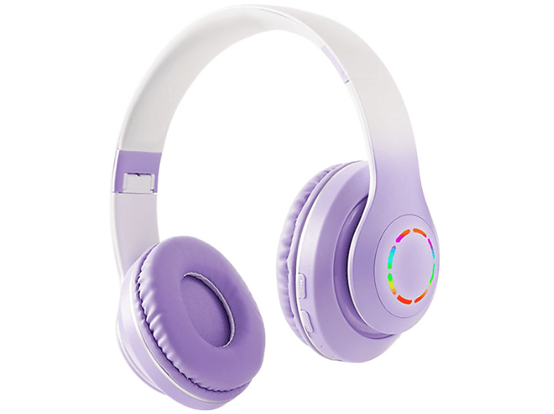 KINSI Over Ear Kabelloses Headset, Funk-Kopfhörer, Bluetooth-Kopfhörer, Kopfhörer, Over-ear Kopfhörer Bluetooth Farbverlauf lila