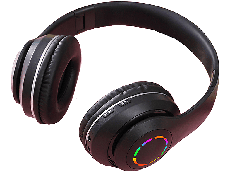 Funk-Kopfhörer, Kopfhörer,Bluetooth-Kopfhörer,Over Over-ear KINSI Kabelloses Bluetooth Nachthimmel Ear Headset Glühender Kopfhörer schwarz