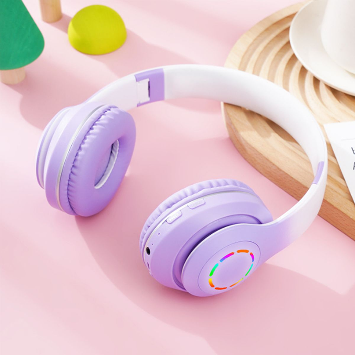 KINSI Over lila Over-ear Bluetooth-Kopfhörer, Kabelloses Bluetooth Kopfhörer Ear Kopfhörer, Funk-Kopfhörer, Farbverlauf Headset