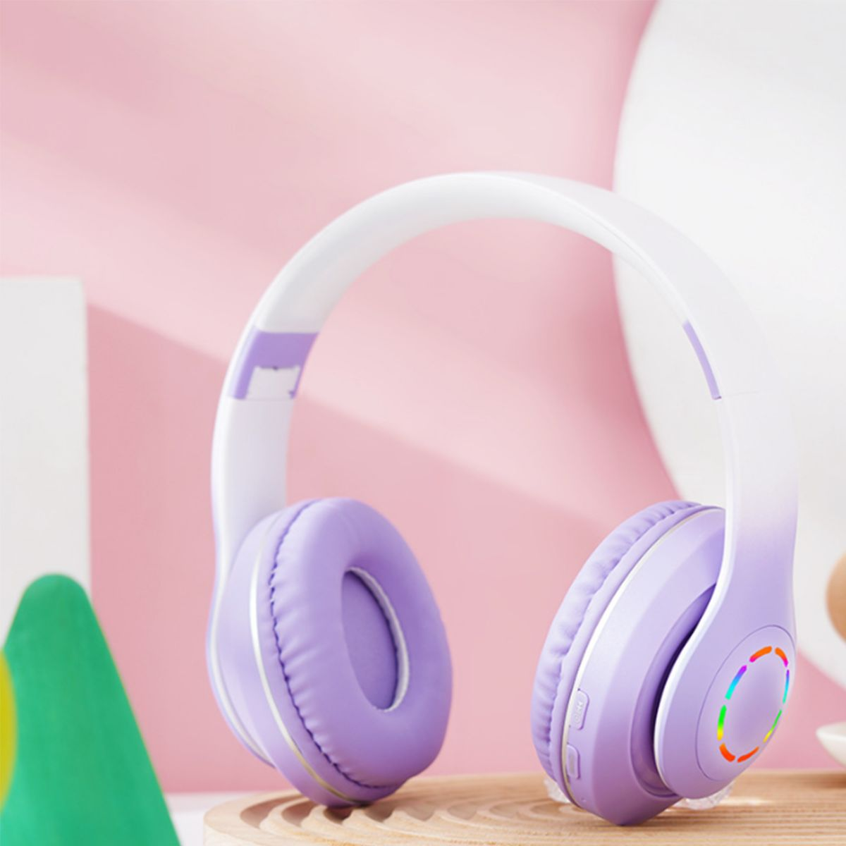 KINSI Over Ear Kabelloses Bluetooth-Kopfhörer, lila Farbverlauf Kopfhörer, Over-ear Headset, Kopfhörer Funk-Kopfhörer, Bluetooth