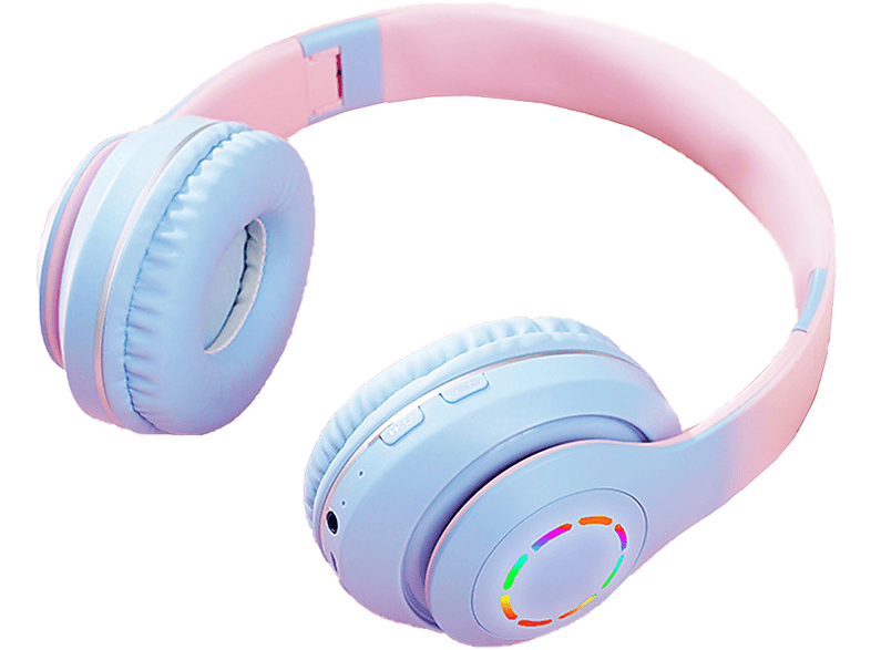 KINSI Funk-Kopfhörer, Bluetooth-Kopfhörer, Over Ear Kabelloses Headset, Kopfhörer, Over-ear Kopfhörer Bluetooth Farbverlauf blau